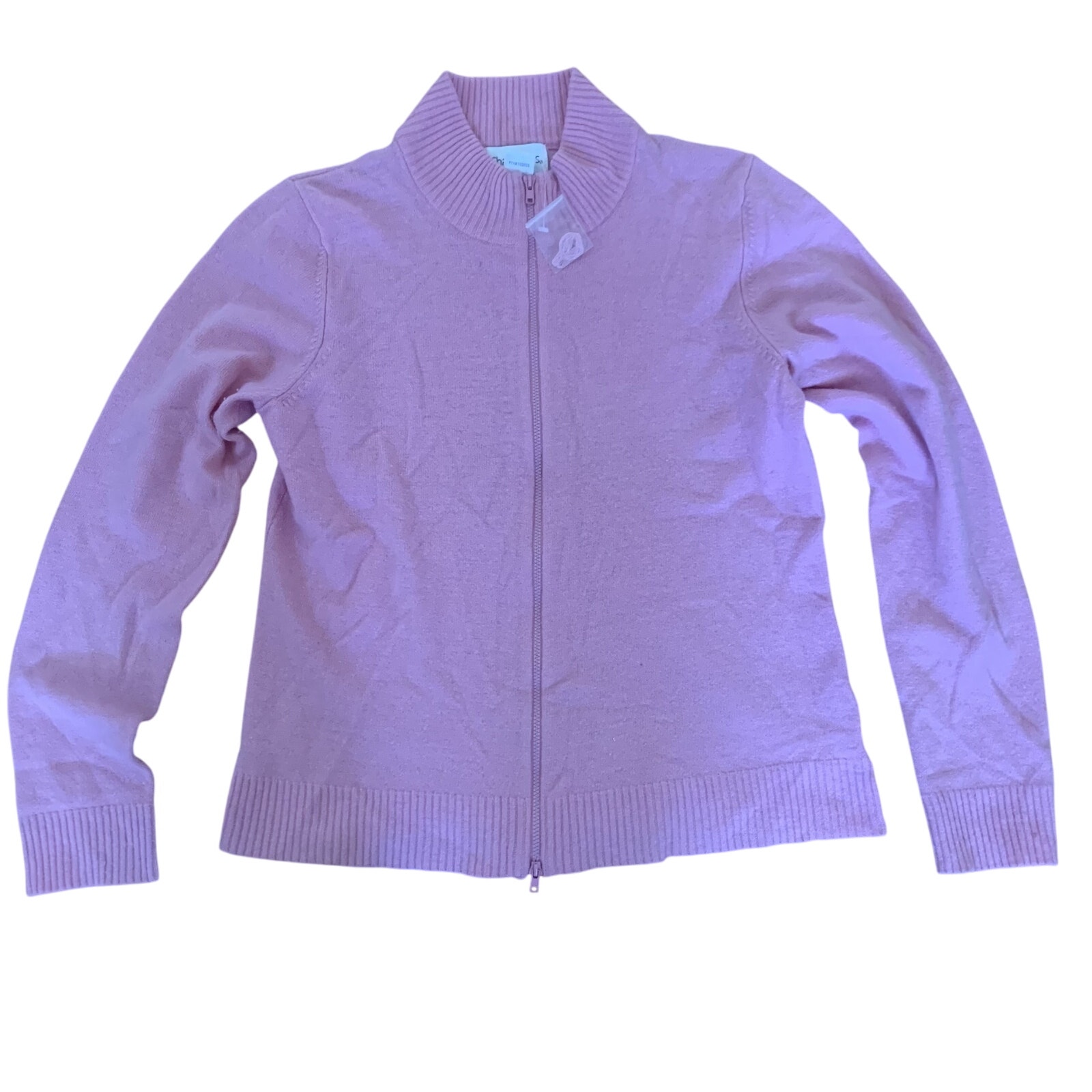 New Chadwick's Pink Lambswool Zip-Front Sweater Size Medium